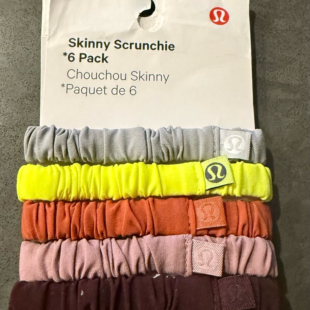 lululemon athletica Skinny Scrunchie 6 Pack - Gray, Yellow, Orange, Pink, Brown